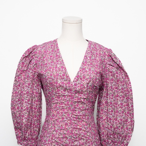 Maje Floral Embroidered Puff Sleeve Dress - Picture 7 of 16